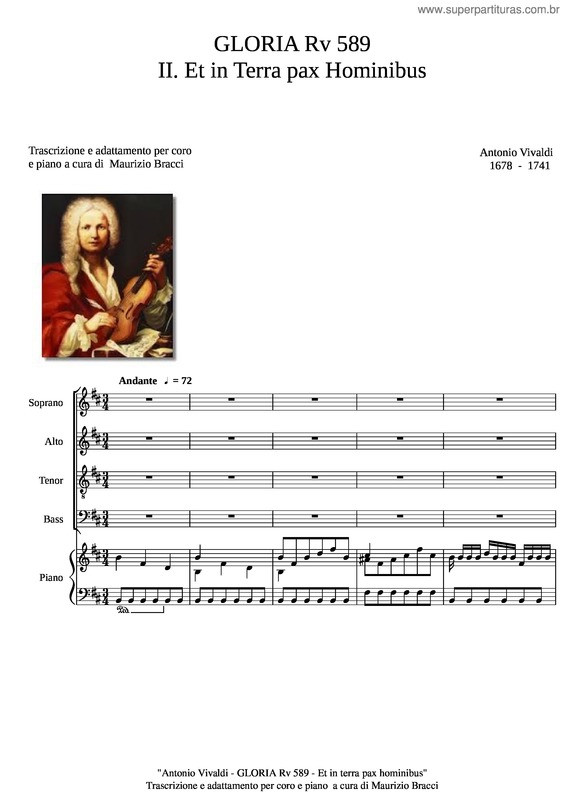 Partitura da música Gloria Rv 589 – A. Vivaldi – 2 Et In Terra Pax Hominibus