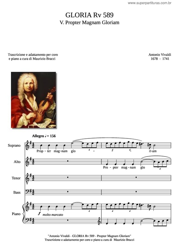 Partitura da música Gloria Rv 589 – A. Vivaldi – 5 Propter Magnam Gloriam