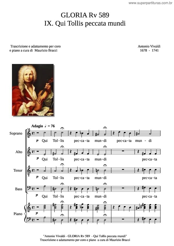 Partitura da música Gloria Rv 589 – A. Vivaldi – 9 Qui Tollis Peccata Mundi