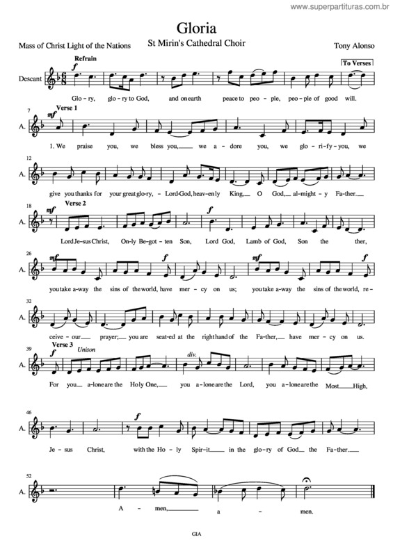 Partitura da música Gloria Toni Alonso Soprano Pt