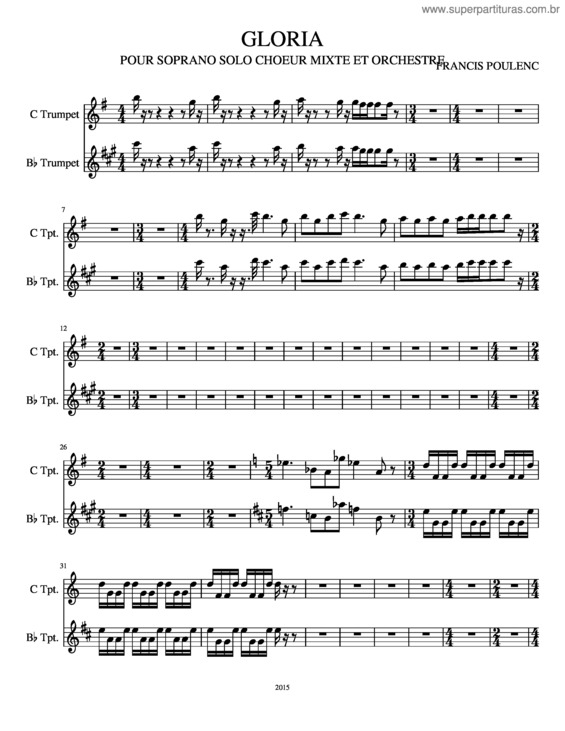 Partitura da música Gloria Trumpet 1 Bb