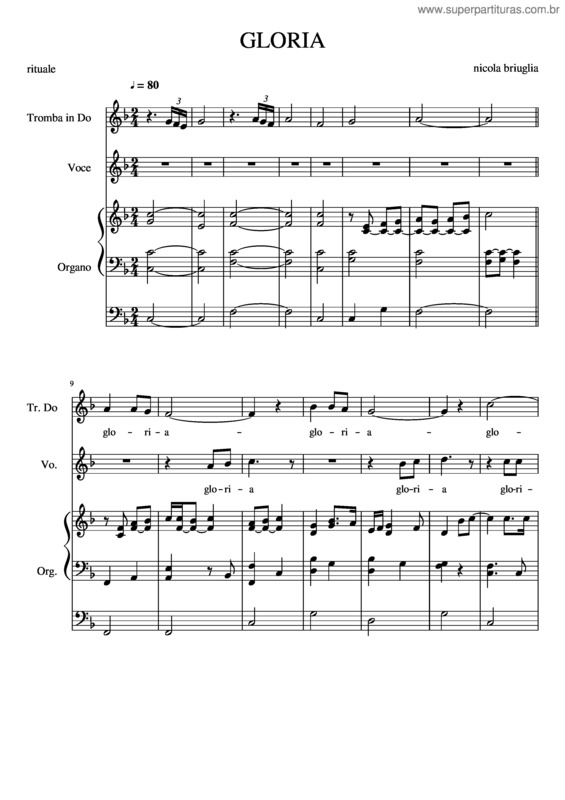 Partitura da música Gloria v.103