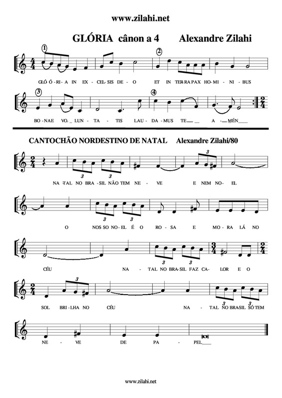 Partitura da música Glória v.3