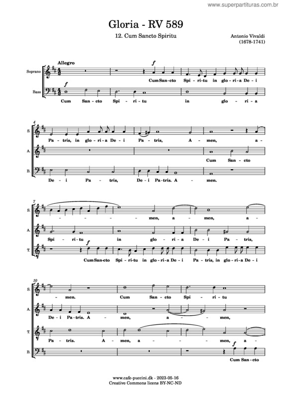 Partitura da música Gloria v.31