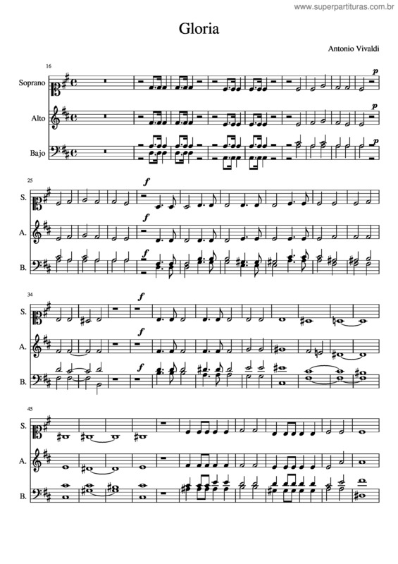 Partitura da música Gloria v.33