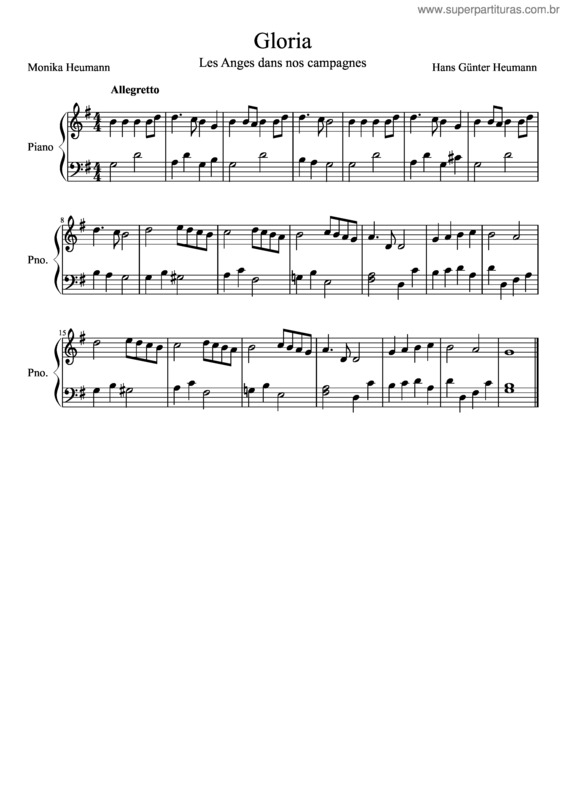 Partitura da música Gloria v.34