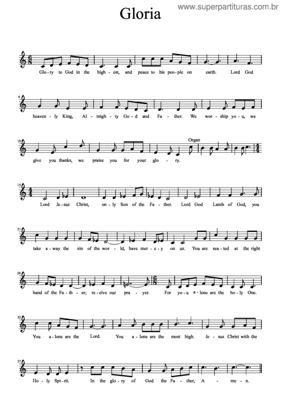 Partitura da música Gloria v.35