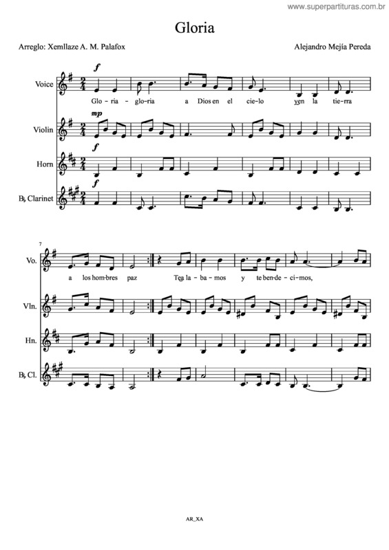 Partitura da música Gloria v.37