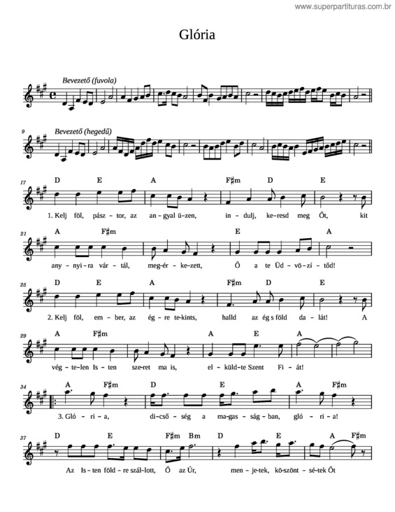 Partitura da música Glória v.38