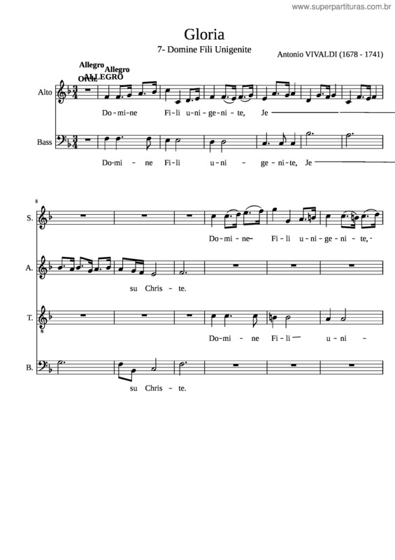 Partitura da música Gloria v.39