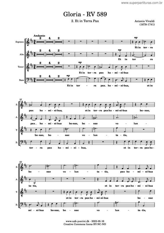 Partitura da música Gloria v.40