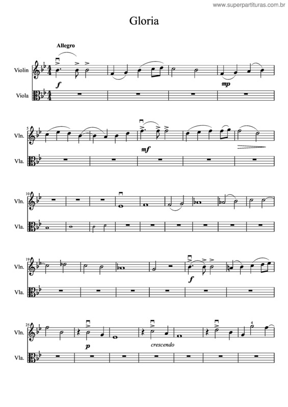 Partitura da música Gloria v.41