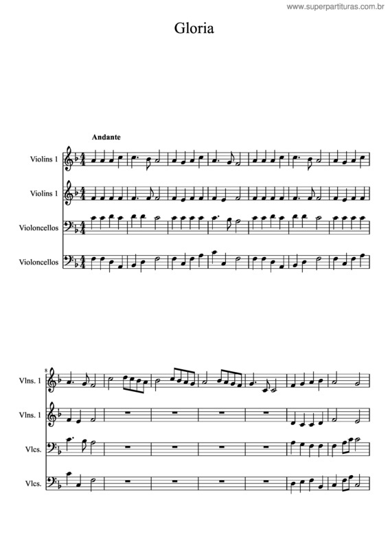 Partitura da música Gloria v.42