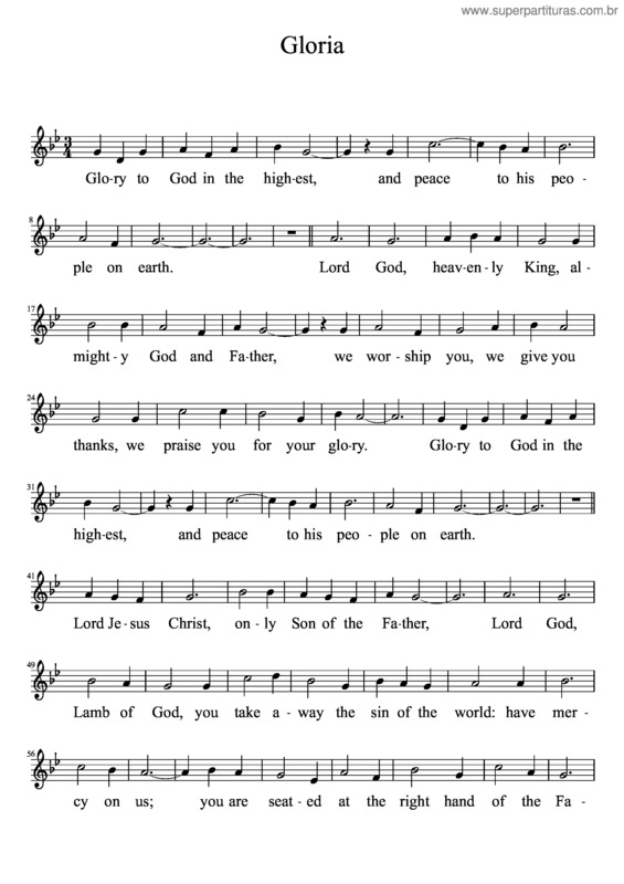 Partitura da música Gloria v.43