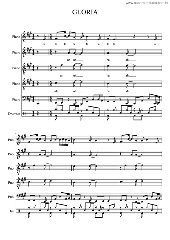 Partitura da música Gloria v.44