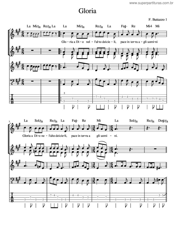 Partitura da música Gloria v.48