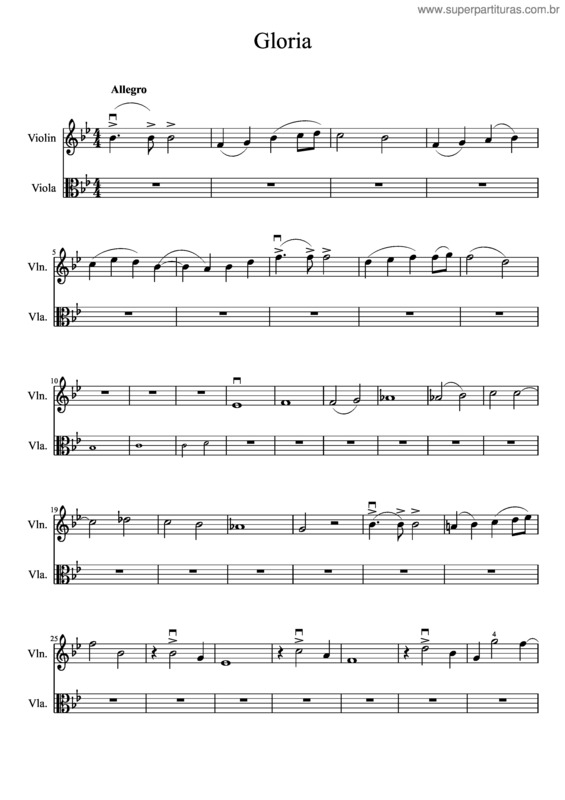 Partitura da música Gloria v.49