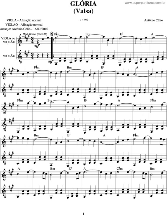 Partitura da música Glória v.5