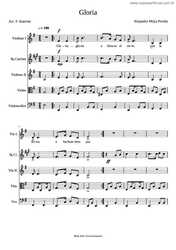 Partitura da música Gloria v.50