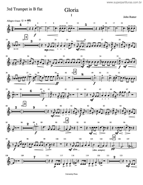 Partitura da música Gloria v.52