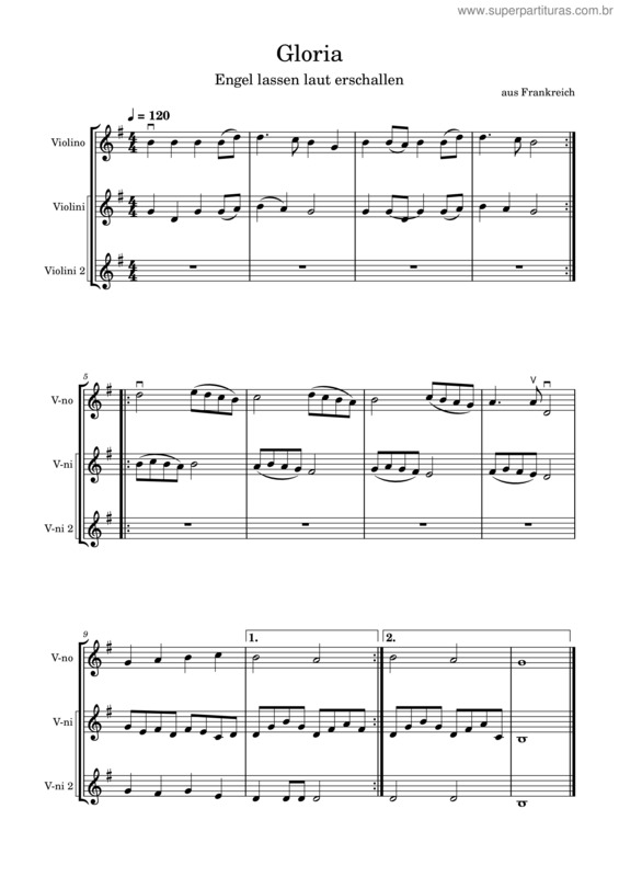 Partitura da música Gloria v.54