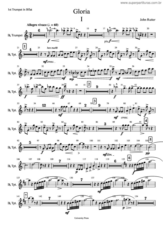 Partitura da música Gloria v.59