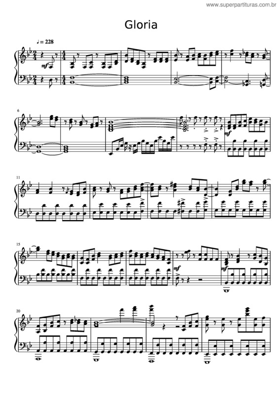Partitura da música Gloria v.61