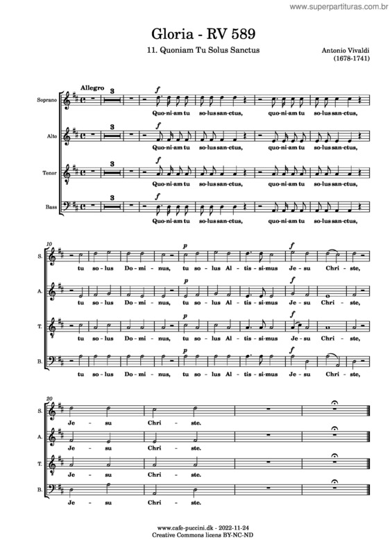 Partitura da música Gloria v.65