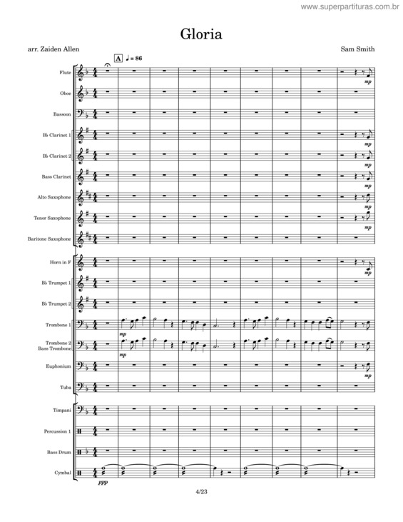 Partitura da música Gloria v.68