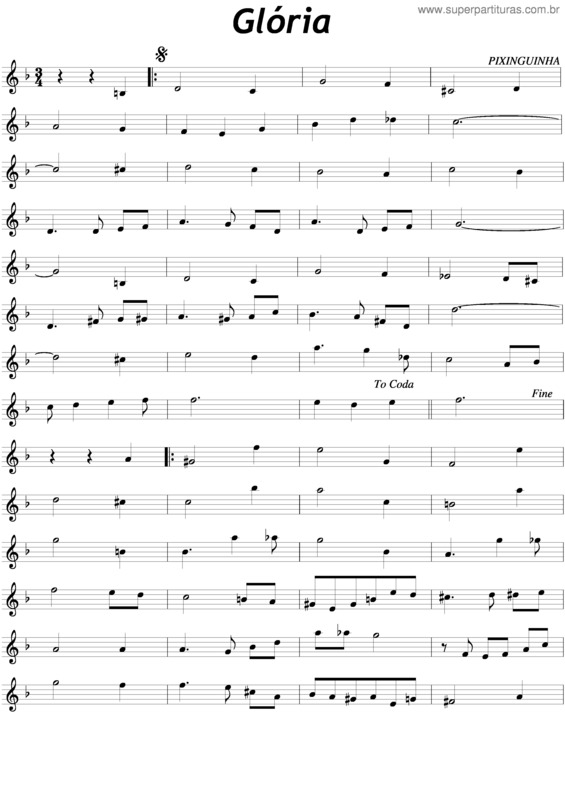 Partitura da música Glória v.7