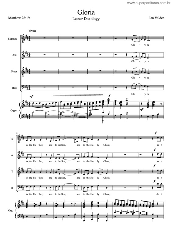 Partitura da música Gloria v.70