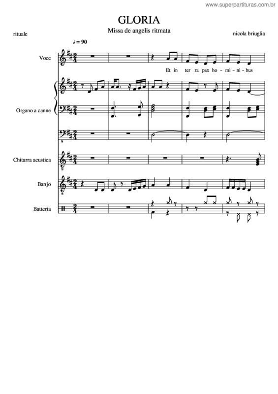 Partitura da música Gloria v.76