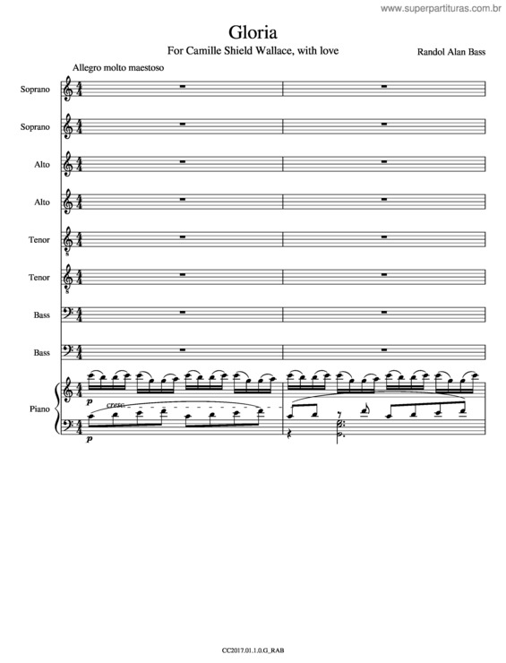Partitura da música Gloria v.77