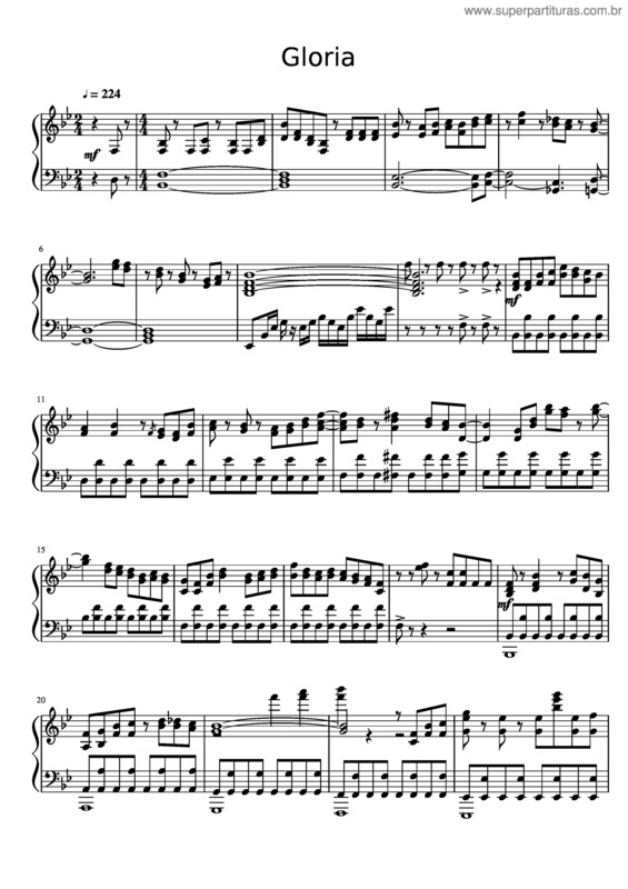 Partitura da música Gloria v.79