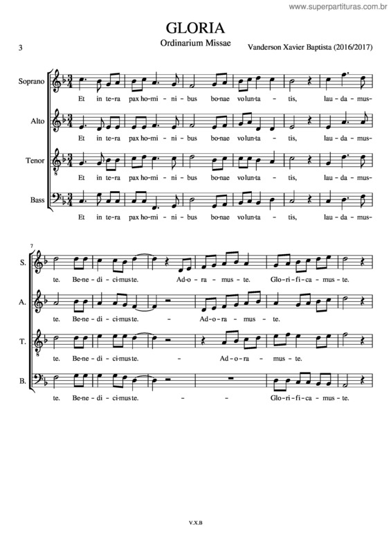 Partitura da música Gloria v.81