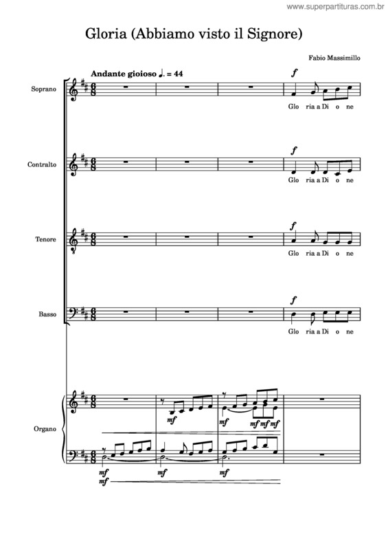 Partitura da música Gloria v.83