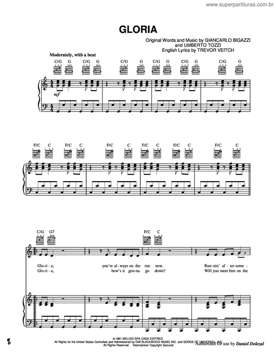 Partitura da música Gloria v.9