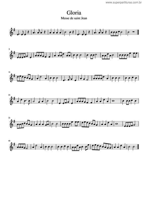 Partitura da música Gloria v.90