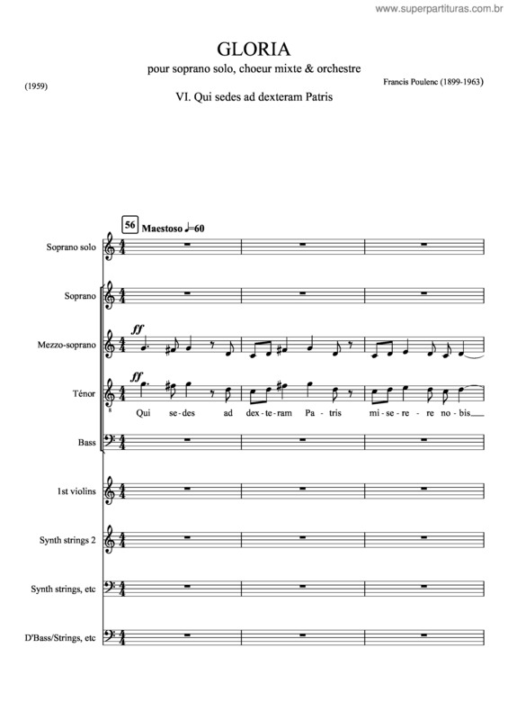 Partitura da música Gloria v.91