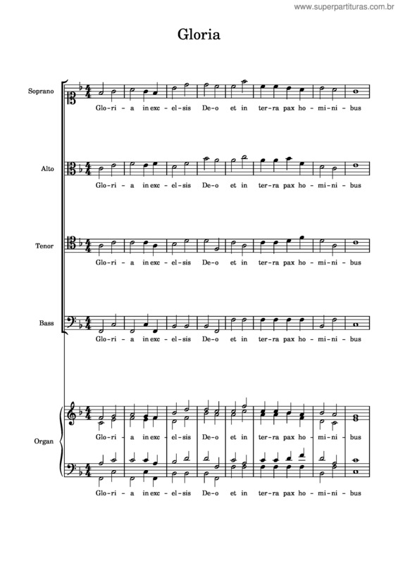 Partitura da música Gloria v.98