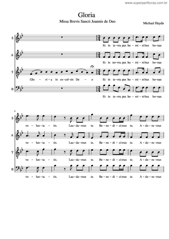 Partitura da música Gloria v.99
