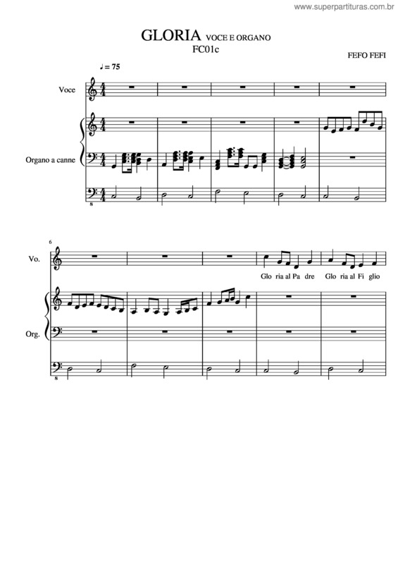 Partitura da música Gloria Voce E Organo Fc01c