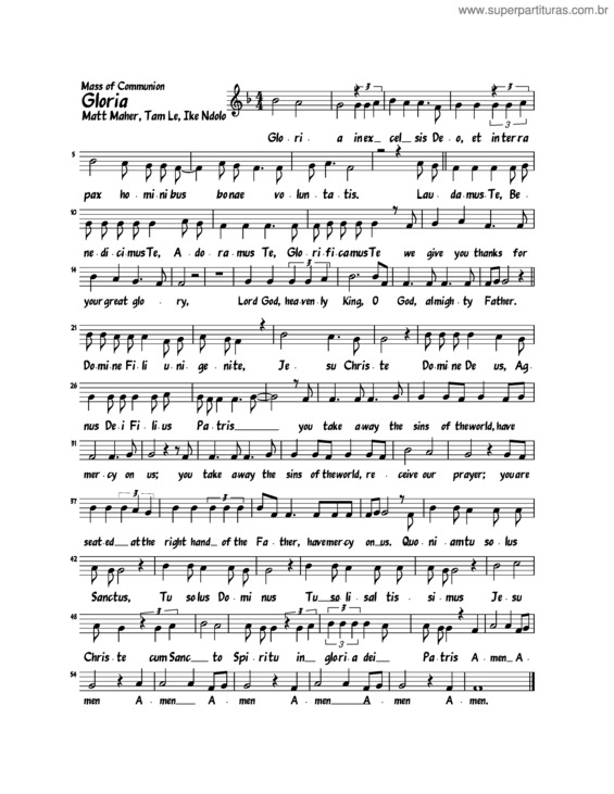 Partitura da música Gloria With Latin – Vocal – Matt Maher, Ike Ndolo – Mass Of Communion –  Glory To God