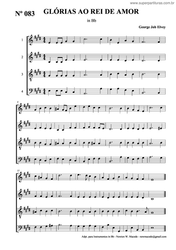 Partitura da música Glórias Ao Rei De Amor v.2