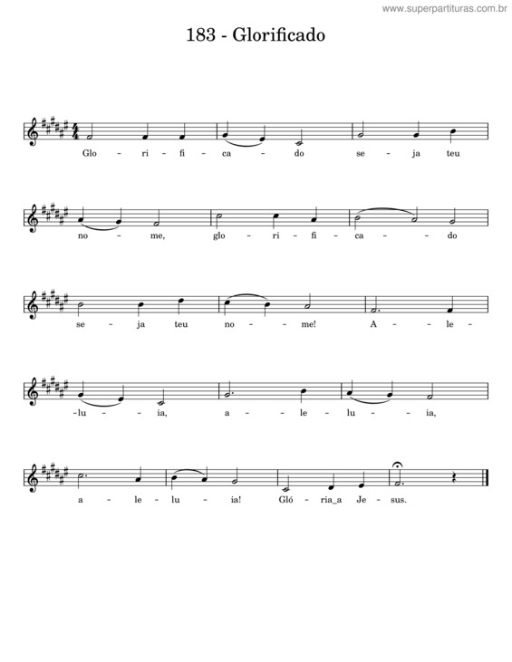 Partitura da música Glorificado