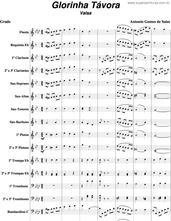 Partitura da música Glorinha Távora