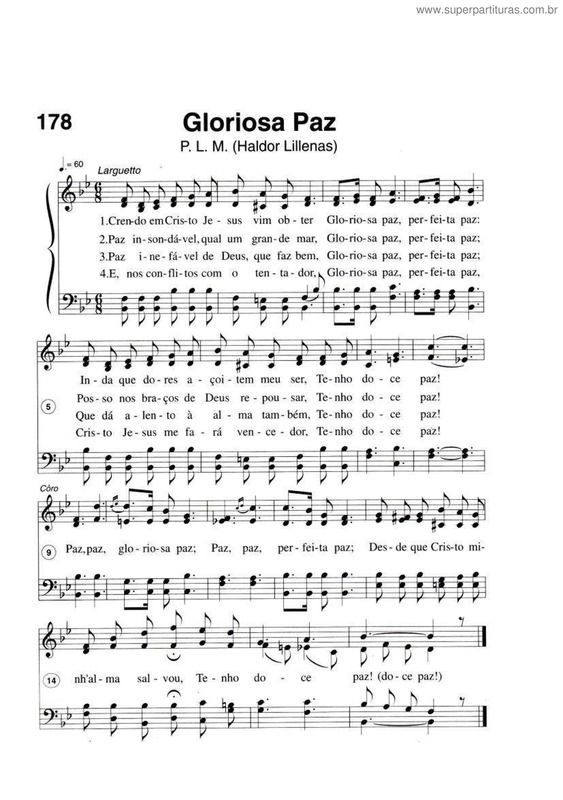 Partitura da música Gloriosa Paz