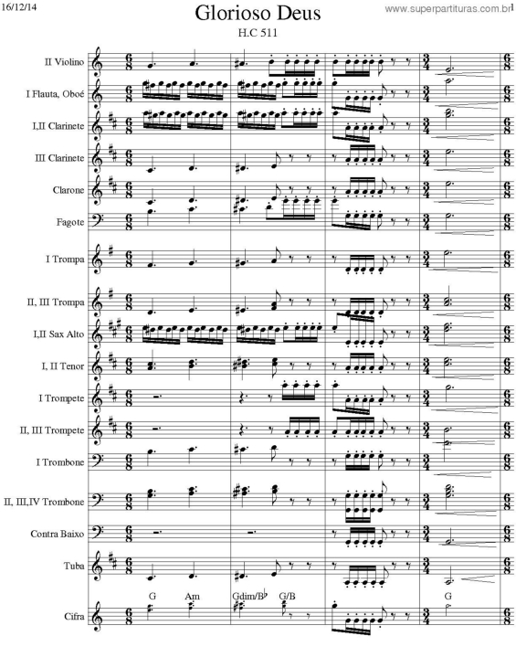 Partitura da música Glorioso Deus - 511 HC v.2