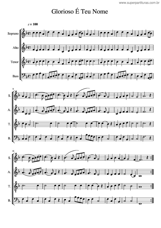 Partitura da música Glorioso É Teu Nome