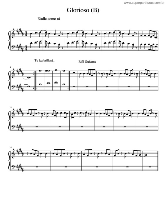 Partitura da música Glorioso_